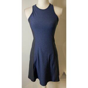 Outdoor Voices Athena Knit Dress Fit Flare Racer Back Navy Blue Gray Small S